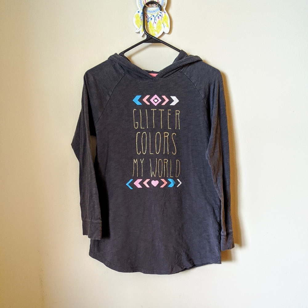 ♥Grey Hooded Glitter Pullover Shirt Oshkosh